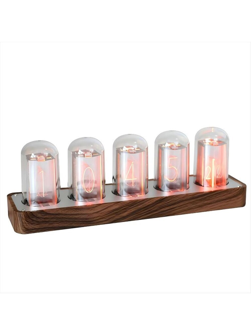Home Brown Analog Quartz Digital Retro Wood Grain Alarm Timer Nixie Tube Clock